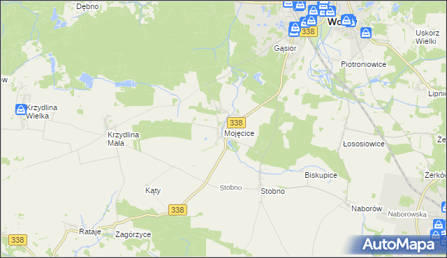 mapa Mojęcice, Mojęcice na mapie Targeo