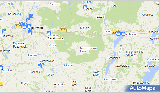 mapa Mojuszewska Huta, Mojuszewska Huta na mapie Targeo