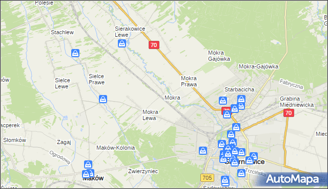 mapa Mokra gmina Skierniewice, Mokra gmina Skierniewice na mapie Targeo