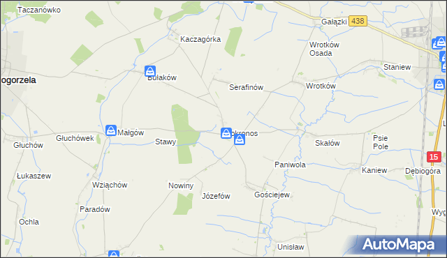 mapa Mokronos gmina Koźmin Wielkopolski, Mokronos gmina Koźmin Wielkopolski na mapie Targeo