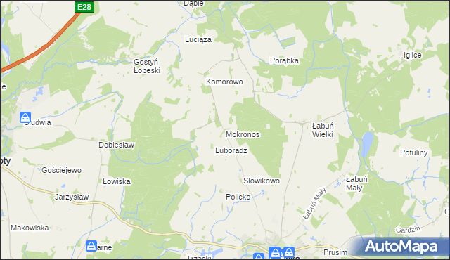 mapa Mokronos gmina Resko, Mokronos gmina Resko na mapie Targeo