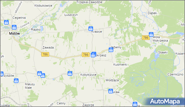 mapa Mokrzesz, Mokrzesz na mapie Targeo