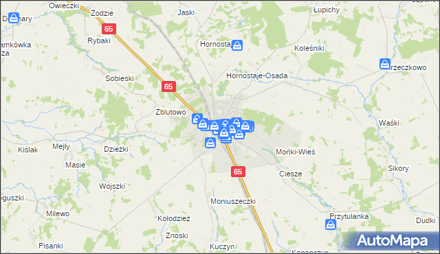 mapa Mońki, Mońki na mapie Targeo