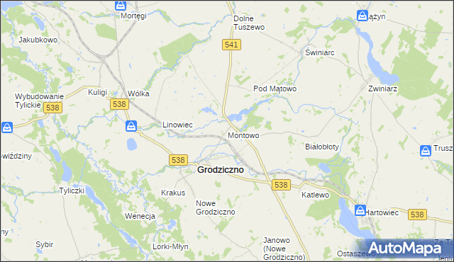 mapa Montowo, Montowo na mapie Targeo