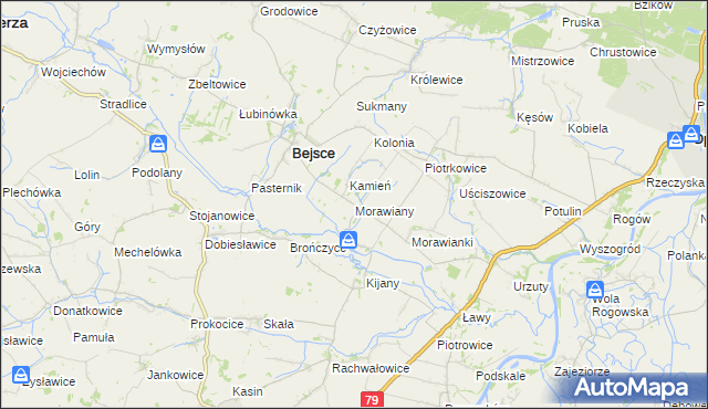 mapa Morawiany, Morawiany na mapie Targeo