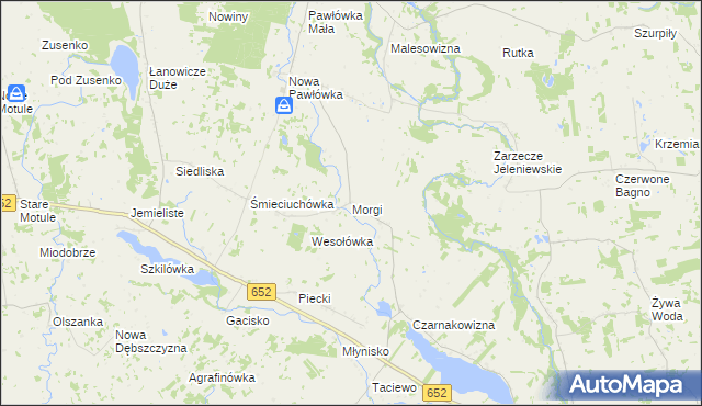 mapa Morgi gmina Przerośl, Morgi gmina Przerośl na mapie Targeo