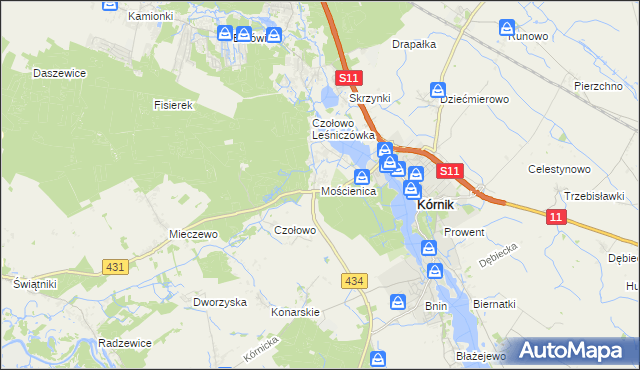 mapa Mościenica, Mościenica na mapie Targeo