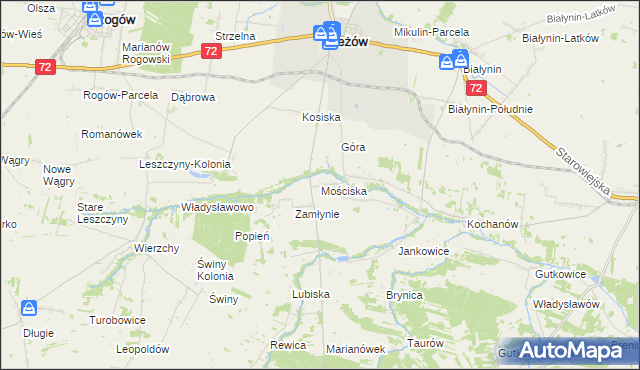mapa Mościska gmina Jeżów, Mościska gmina Jeżów na mapie Targeo