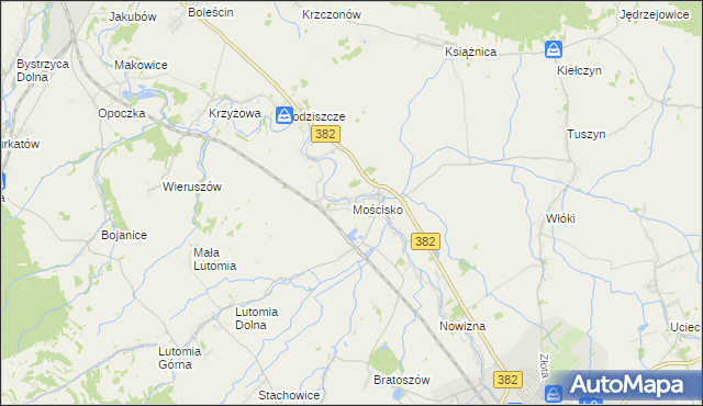 mapa Mościsko gmina Dzierżoniów, Mościsko gmina Dzierżoniów na mapie Targeo