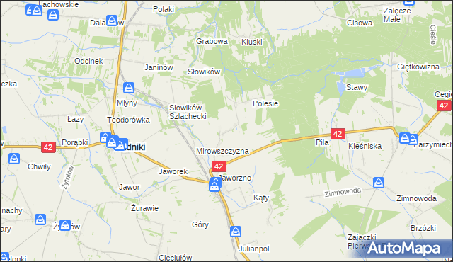 mapa Mostki gmina Rudniki, Mostki gmina Rudniki na mapie Targeo