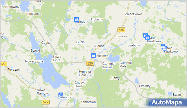 mapa Mostkowo gmina Łukta, Mostkowo gmina Łukta na mapie Targeo