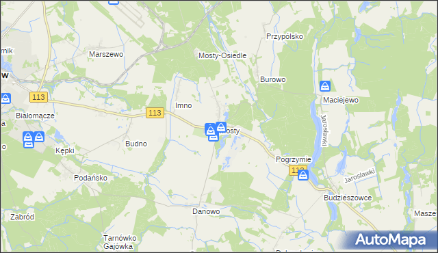 mapa Mosty gmina Goleniów, Mosty gmina Goleniów na mapie Targeo