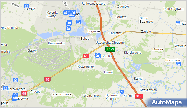 mapa Moszczanka gmina Ryki, Moszczanka gmina Ryki na mapie Targeo