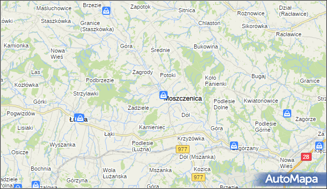 mapa Moszczenica powiat gorlicki, Moszczenica powiat gorlicki na mapie Targeo