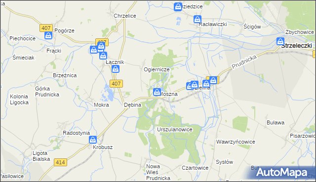 mapa Moszna gmina Strzeleczki, Moszna gmina Strzeleczki na mapie Targeo