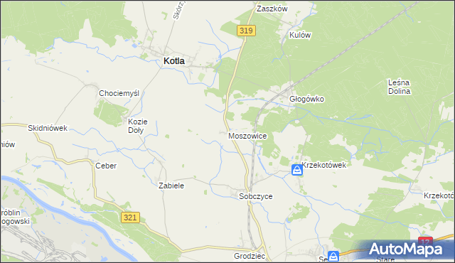 mapa Moszowice, Moszowice na mapie Targeo