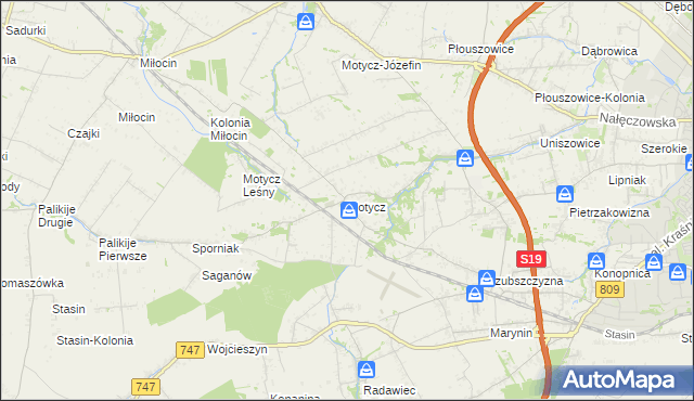 mapa Motycz, Motycz na mapie Targeo