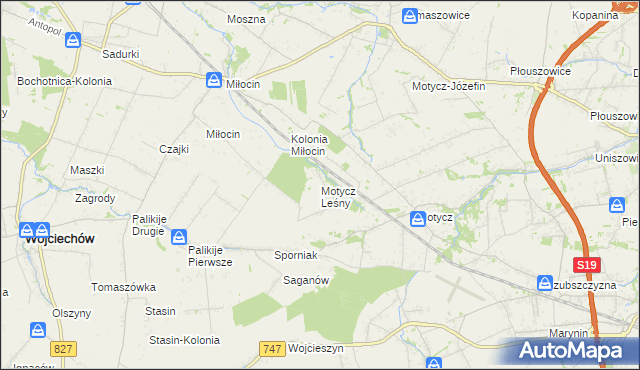 mapa Motycz Leśny, Motycz Leśny na mapie Targeo