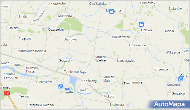 mapa Mroczki Wielkie, Mroczki Wielkie na mapie Targeo