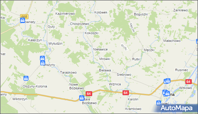 mapa Mrówki gmina Wizna, Mrówki gmina Wizna na mapie Targeo