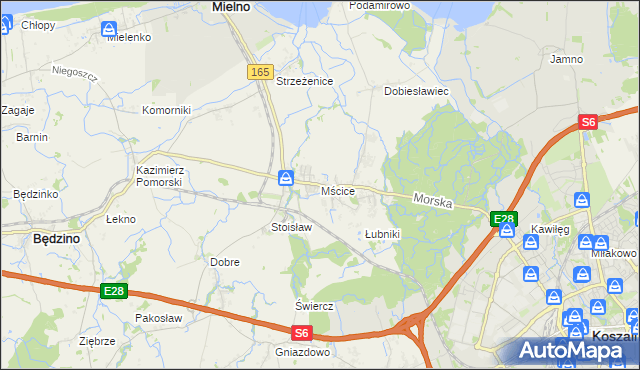 mapa Mścice, Mścice na mapie Targeo