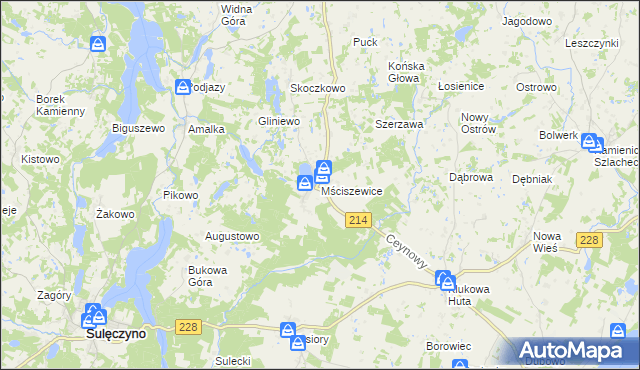 mapa Mściszewice, Mściszewice na mapie Targeo