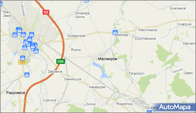 mapa Mściwojów, Mściwojów na mapie Targeo