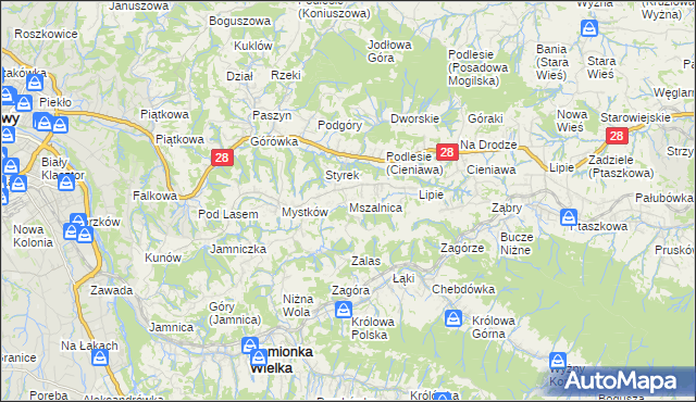 mapa Mszalnica, Mszalnica na mapie Targeo