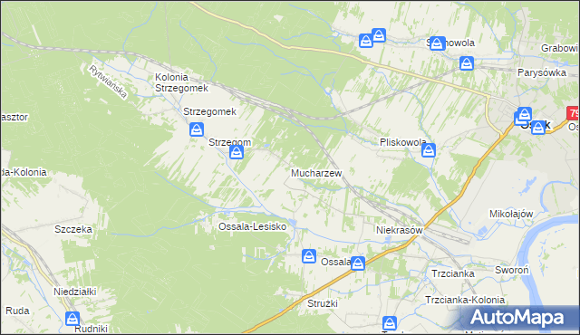 mapa Mucharzew, Mucharzew na mapie Targeo