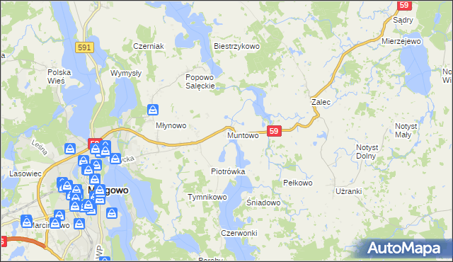 mapa Muntowo, Muntowo na mapie Targeo