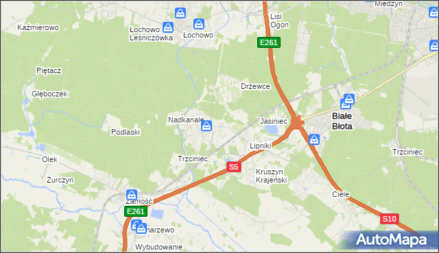 mapa Murowaniec gmina Białe Błota, Murowaniec gmina Białe Błota na mapie Targeo