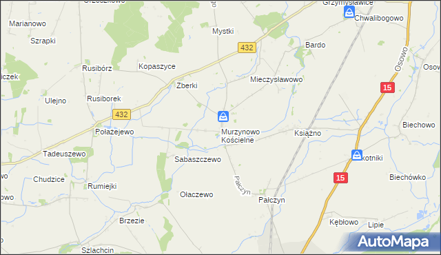 mapa Murzynowo Kościelne, Murzynowo Kościelne na mapie Targeo