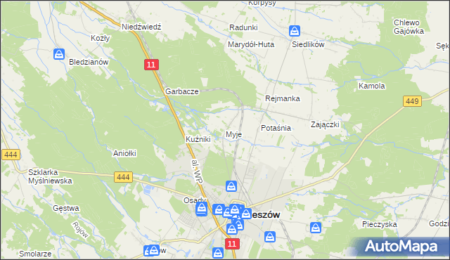 mapa Myje, Myje na mapie Targeo