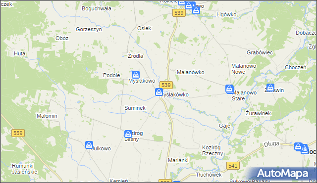 mapa Mysłakówko, Mysłakówko na mapie Targeo