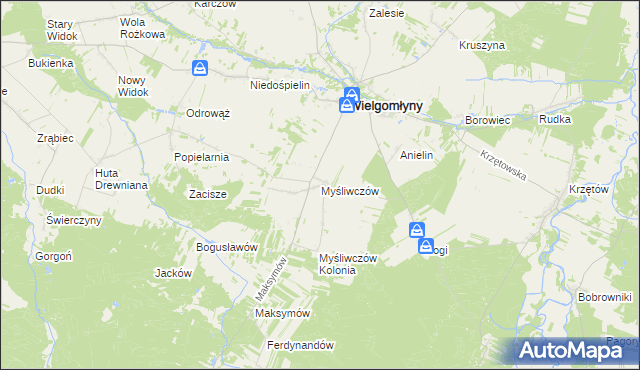 mapa Myśliwczów, Myśliwczów na mapie Targeo