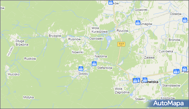 mapa Nadolna gmina Chlewiska, Nadolna gmina Chlewiska na mapie Targeo