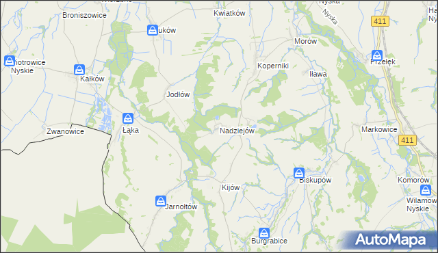 mapa Nadziejów gmina Otmuchów, Nadziejów gmina Otmuchów na mapie Targeo