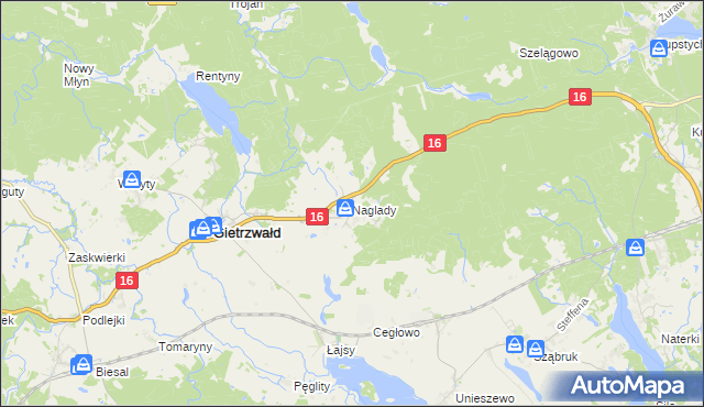 mapa Naglady, Naglady na mapie Targeo