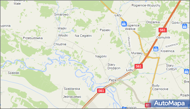 mapa Nagórki gmina Piątnica, Nagórki gmina Piątnica na mapie Targeo