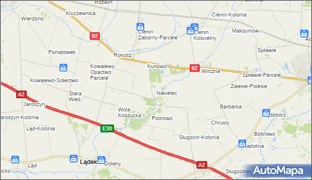 mapa Nakielec, Nakielec na mapie Targeo