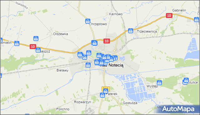mapa Nakło nad Notecią, Nakło nad Notecią na mapie Targeo