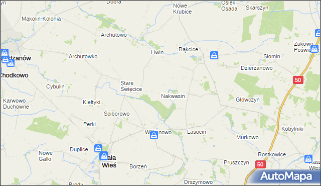 mapa Nakwasin, Nakwasin na mapie Targeo