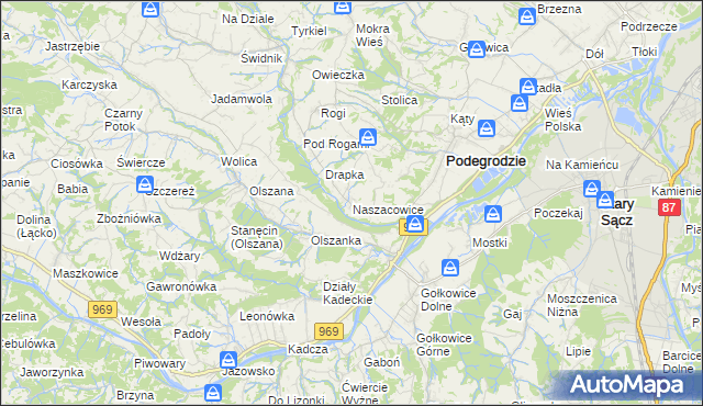 mapa Naszacowice, Naszacowice na mapie Targeo