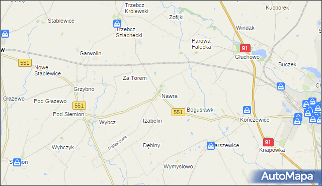 mapa Nawra gmina Chełmża, Nawra gmina Chełmża na mapie Targeo