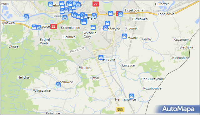 mapa Nehrybka, Nehrybka na mapie Targeo