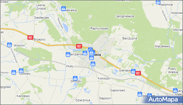 mapa Nekla powiat wrzesiński, Nekla powiat wrzesiński na mapie Targeo