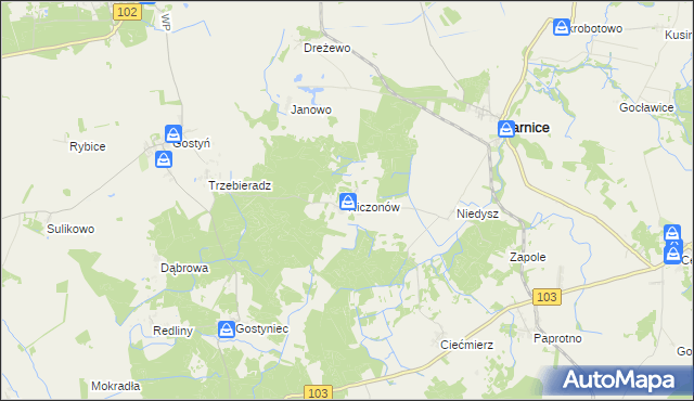 mapa Niczonów, Niczonów na mapie Targeo