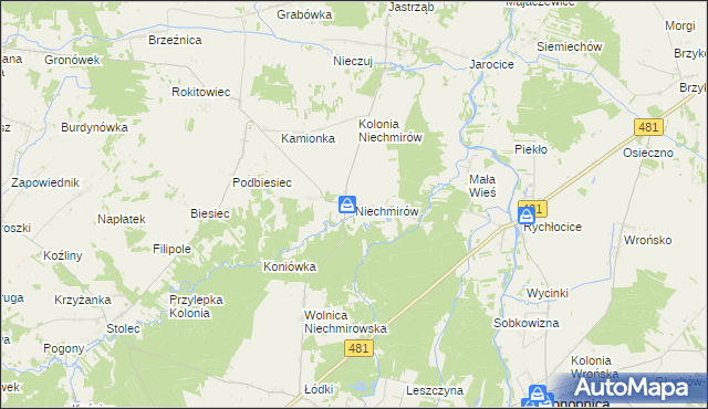 mapa Niechmirów, Niechmirów na mapie Targeo