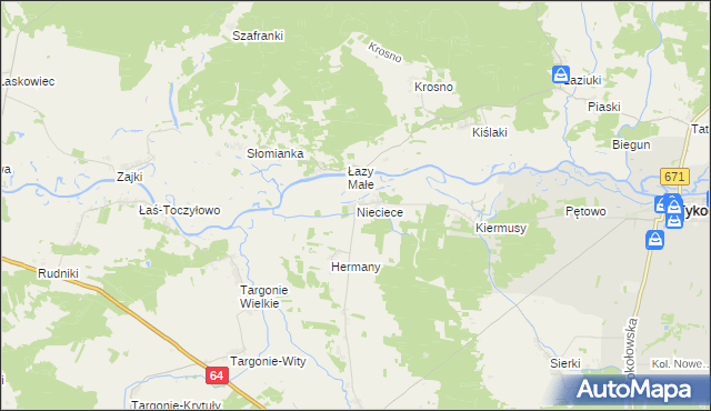 mapa Nieciece, Nieciece na mapie Targeo