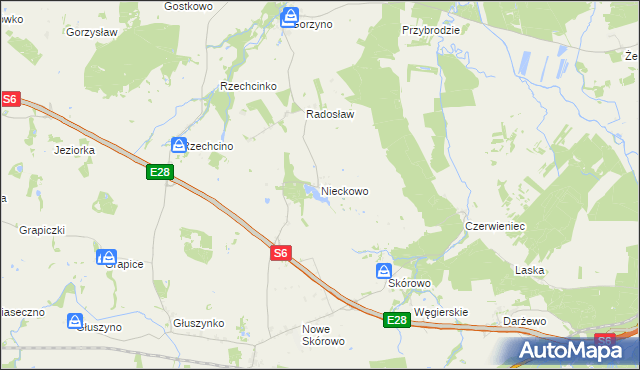 mapa Nieckowo, Nieckowo na mapie Targeo